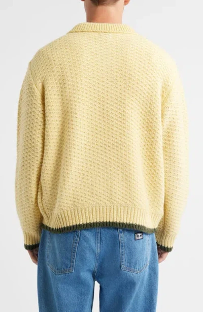 Obey Mens Multi Loreto Knitted Wool-blend Polo Jumper In Yellow