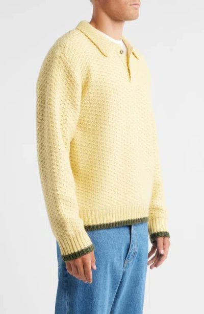 Obey Mens Multi Loreto Knitted Wool-blend Polo Jumper In Yellow