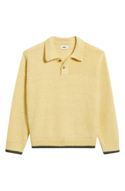Obey Mens Multi Loreto Knitted Wool-blend Polo Jumper In Yellow