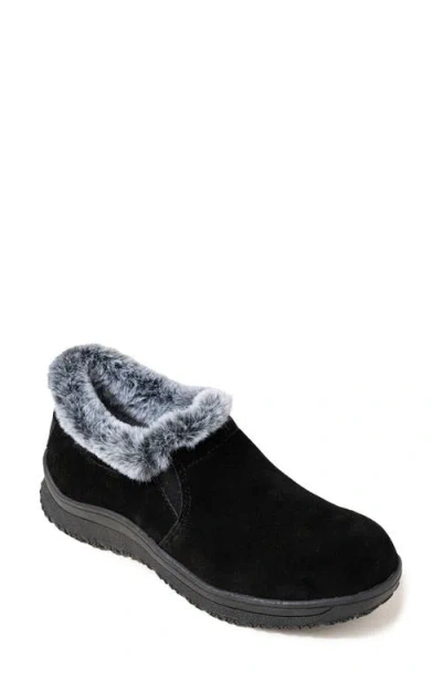 Minnetonka Eagan Faux Fur Slipper Bootie In Black