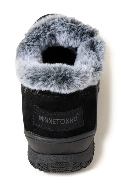 Minnetonka Eagan Faux Fur Slipper Bootie In Black