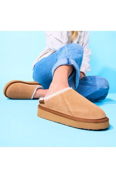 Minnetonka Coze Around Faux Fur Clog Slipper In Brown