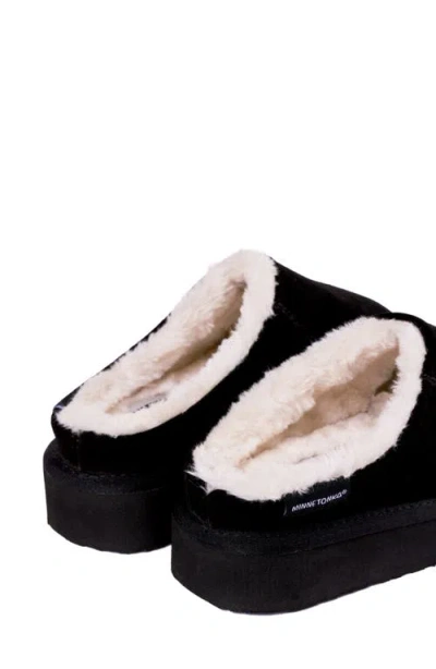Minnetonka Coze Around Faux Fur Clog Slipper In Black
