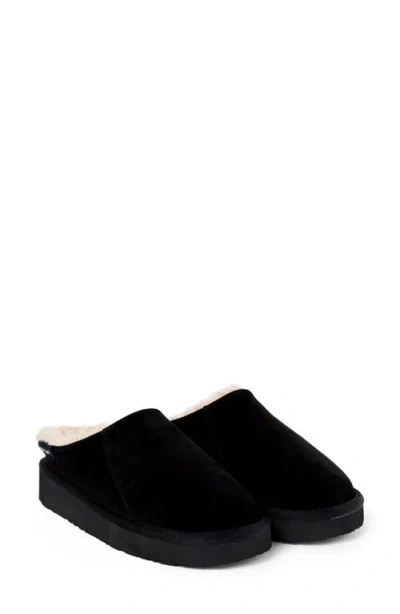 Minnetonka Coze Around Faux Fur Clog Slipper In Black
