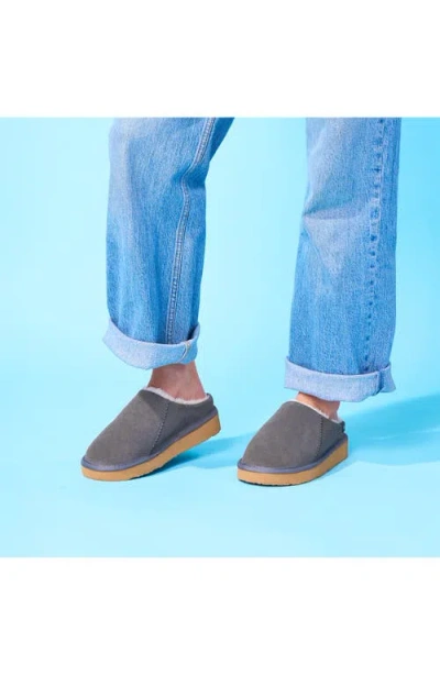 Minnetonka Coze Around Faux Fur Clog Slipper In Gray