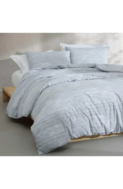Calvin Klein Wavy Stripe Washed Percale Comforter & Sham Set In Blue