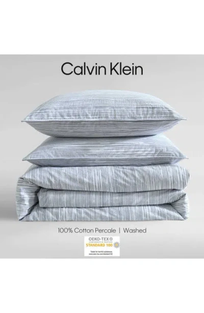 Calvin Klein Wavy Stripe Washed Percale Comforter & Sham Set In Blue