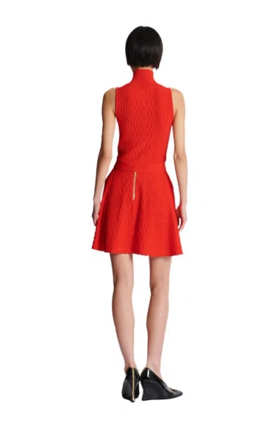 Balmain Textured High Neck Sleeveless Top In Red