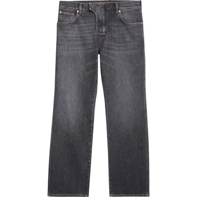 Balmain Low Waist Straight Leg Jeans In Gray