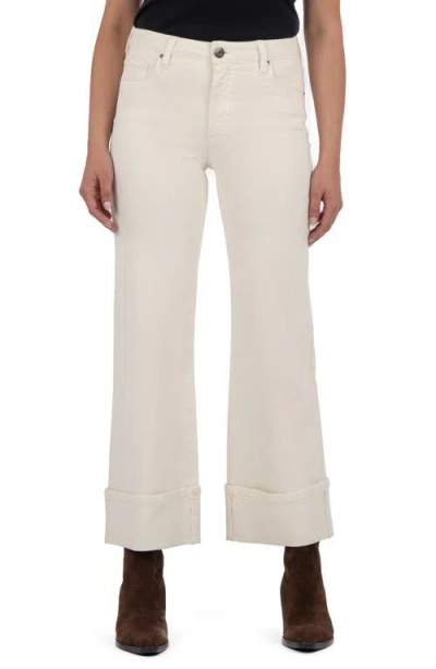 Kut From The Kloth Meg Fab Ab High Waist Cuffed Ankle Wide Leg Jeans In White