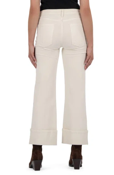 Kut From The Kloth Meg Fab Ab High Waist Cuffed Ankle Wide Leg Jeans In White