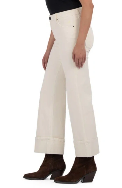 Kut From The Kloth Meg Fab Ab High Waist Cuffed Ankle Wide Leg Jeans In White
