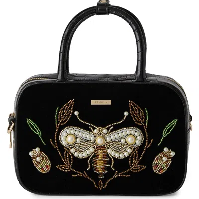 Brahmin Mara Velvet & Croc Embossed Leather Top Handle Bag