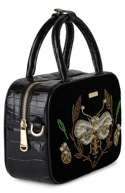 Brahmin Mara Velvet & Croc Embossed Leather Top Handle Bag