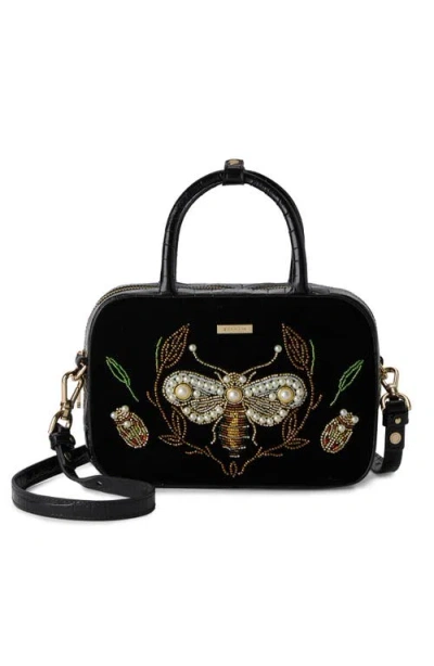 Brahmin Mara Velvet & Croc Embossed Leather Top Handle Bag