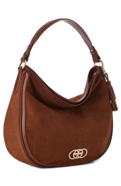 Brahmin Kathleen Snake Embossed Leather Shoulder Bag In Brown