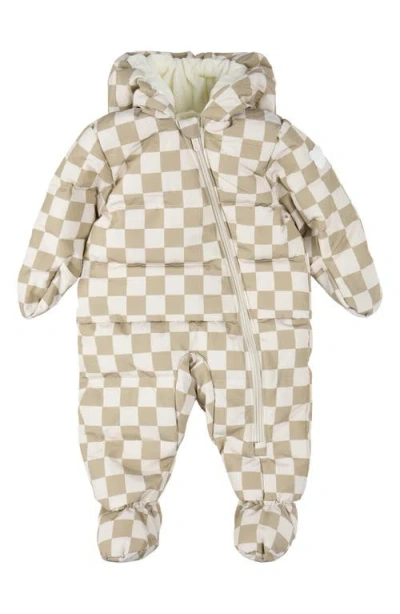 Firsts By Petit Lem Checkerboard Hooded Snowsuit In Multi