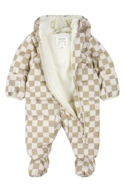 Firsts By Petit Lem Checkerboard Hooded Snowsuit In Multi
