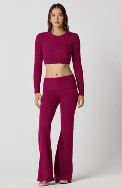 Florence By Mills Foldover Cotton Blend Pants In Purple