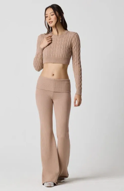 Florence By Mills Foldover Cotton Blend Pants In Brown