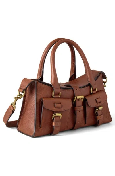 Mulberry Roxanne Brown Small Handbag With Adjustable And Removable Shoulder Strap And Two Front Pockets In Le