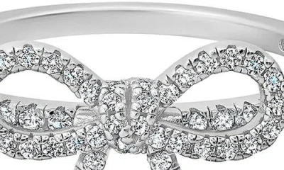 Crislu Fairy Tale Pavé Cubic Zirconia Bow Ring In Silver
