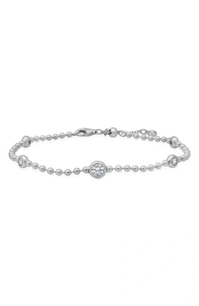 Crislu Cubic Zirconia Station Ball Chain Bracelet In Metallic