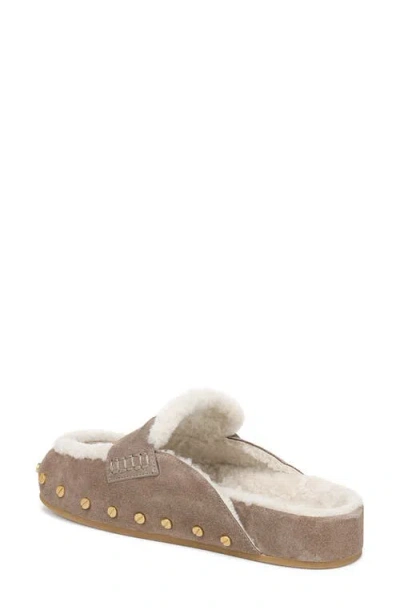 Veronica Beard Fenix Studded Shearling Loafer Mules In Brown
