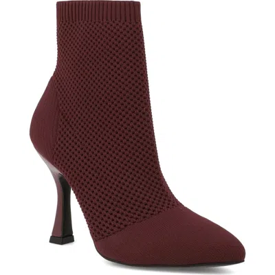 Mia Women's Pamilla Pointed Toe Knit Dress Booties In Burgundy
