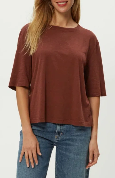 Michael Stars Reid Slub Oversize Crewneck Tee In Espresso In Brown