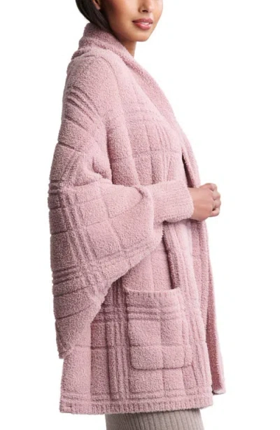 Barefoot Dreams Cozychic® Tonal Plaid Open Front Cardigan In Pink