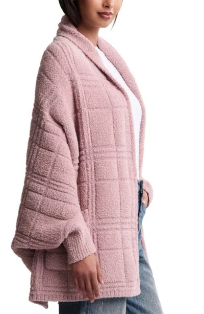 Barefoot Dreams Cozychic® Tonal Plaid Open Front Cardigan In Pink