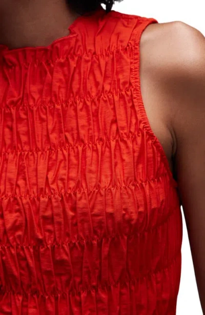 Topshop Smocked Tank In Red