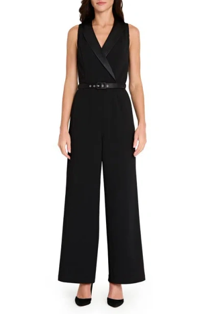 Tahari Asl Women's Halter Sleeveless Tuxedo Jumpsuit In Black