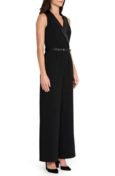 Tahari Asl Women's Halter Sleeveless Tuxedo Jumpsuit In Black