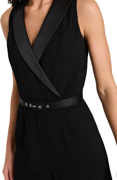 Tahari Asl Women's Halter Sleeveless Tuxedo Jumpsuit In Black