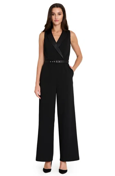 Tahari Asl Women's Halter Sleeveless Tuxedo Jumpsuit In Black