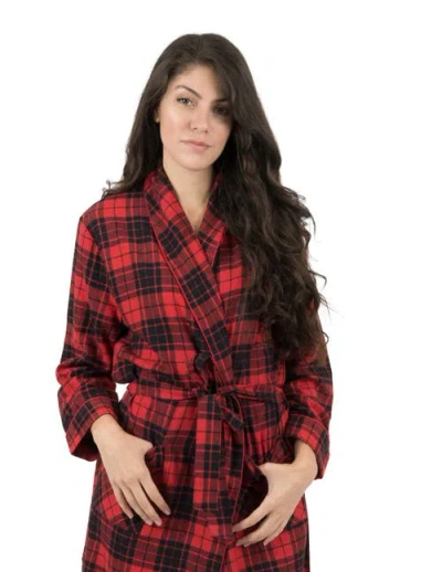 Leveret Womens Flannel Robe In Red