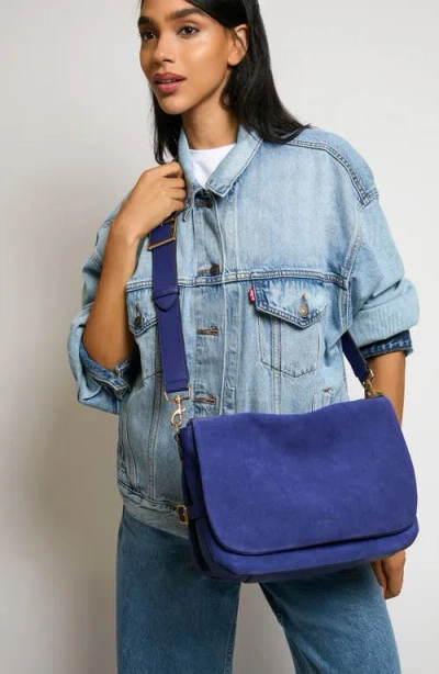 Aimee Kestenberg Gramercy Suede Messenger Bag In Blue