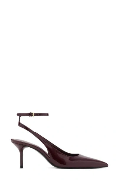 Mango Ankle Strap Pointed Toe Slingback Pump In Burgundy
