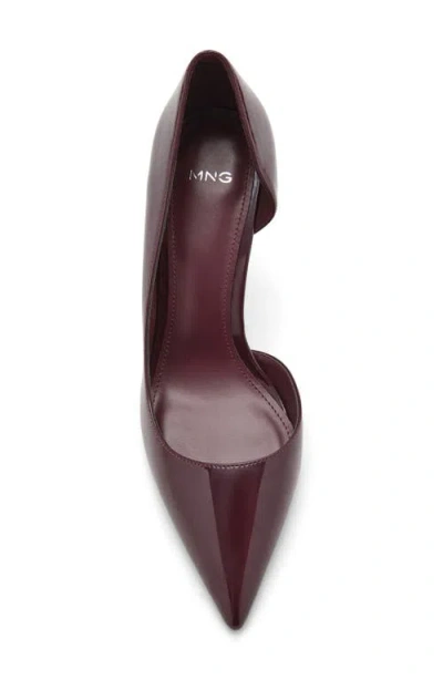 Mango Asymmetrical Patent Leather Court Shoes Burgundy In Burgundy