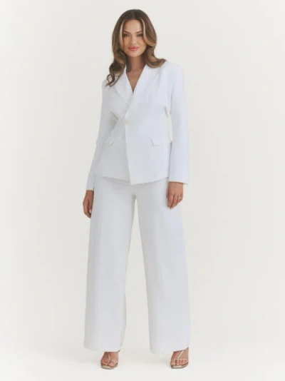 Six Stories Blake Tailored Wide Leg Pants In White