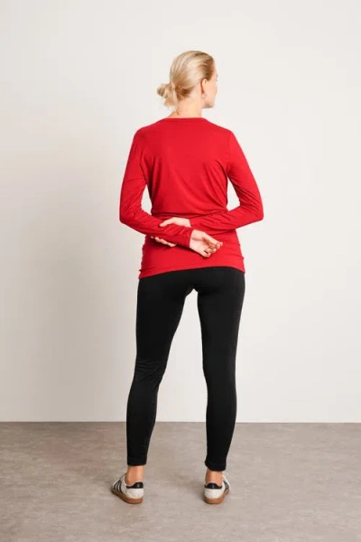 Nom Maternity Liv Long Sleeve Crew Neck Tee In Red