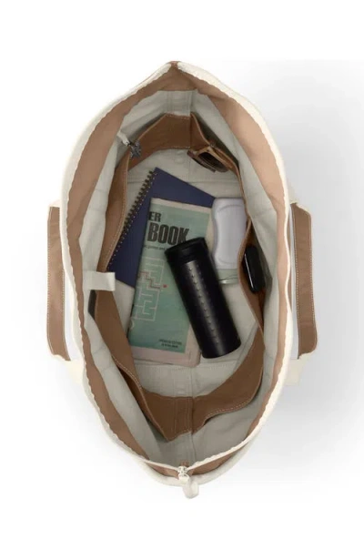 Lands' End Zip Top Long Handle Canvas Tote Bag In Neutral