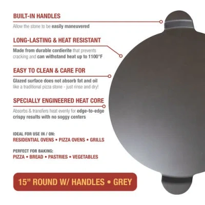 Old Stone Glazed Cordierite Pizza Stone With Handles, 15-inch In Gray