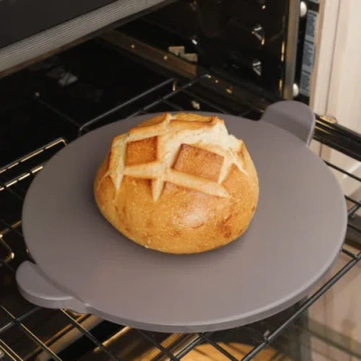 Old Stone Glazed Cordierite Pizza Stone With Handles, 15-inch In Gray