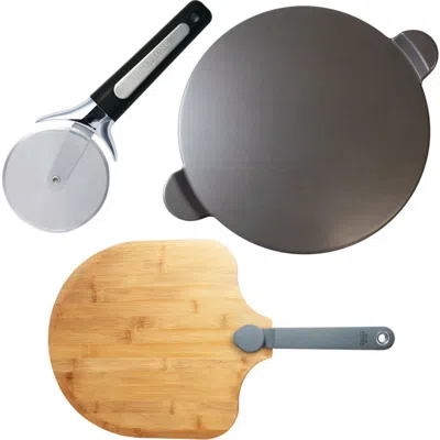 Old Stone Glazed Pizza Stone, Pizza Peel, And Pizza Cutter Set In Multi
