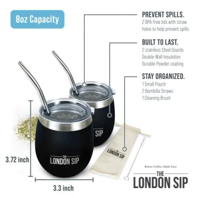 London Sip Yerba Mate Cup Set 8oz In Black