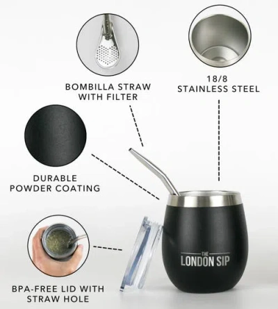 London Sip Yerba Mate Cup Set 8oz In Black