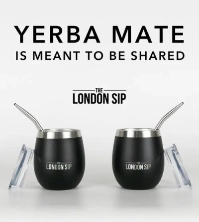 London Sip Yerba Mate Cup Set 8oz In Black